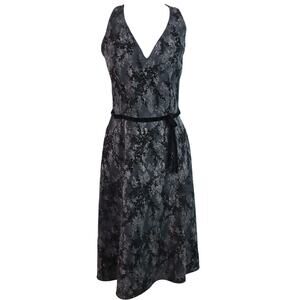 CDC Vintage 90s Y2K Black Burnout Velvet Dress Halter VNeck Bow Fit and Flare 14